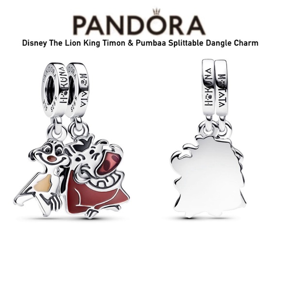 PANDORA Disney The Lion King Timon & Pumbaa Splittable Dangle Charm w/box - Picture 1 of 5